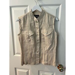 Vintage Bentley Arbuckle Tan Linen Vest sz 8 EUC
